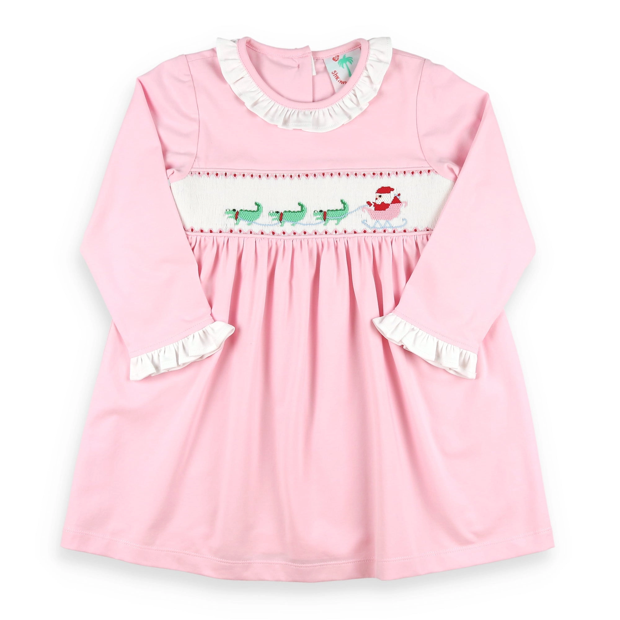 Santa Alligator Smocked Dress
