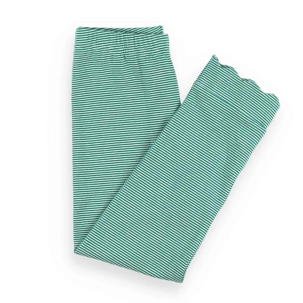 Green Stripe Scallop Leggings