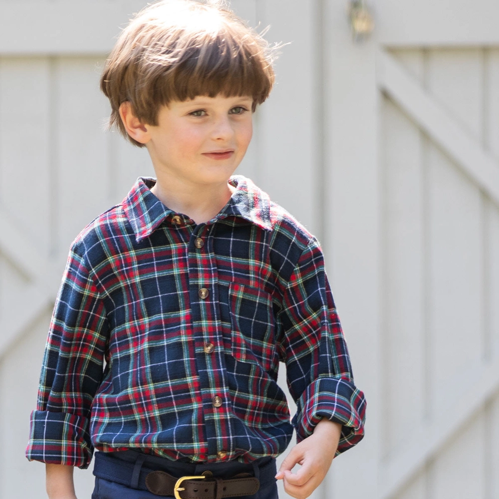 Navy Tartan Oxford